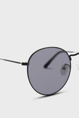 Black matte metal frame round sunglasses