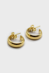 Gold thick hoop glossy earrings - 15mm