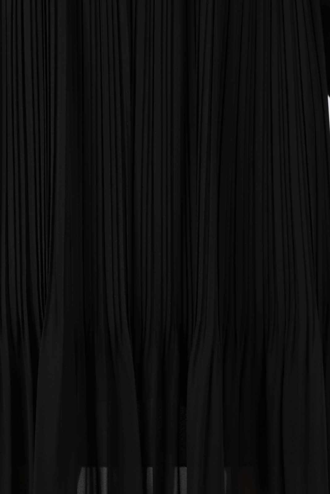 Black silky micro pleat maxi skirt