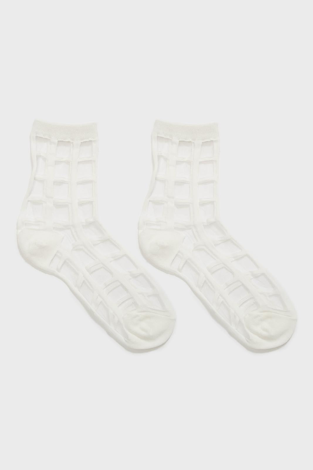 White sheer grid socks