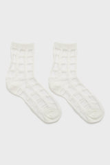 White sheer grid socks