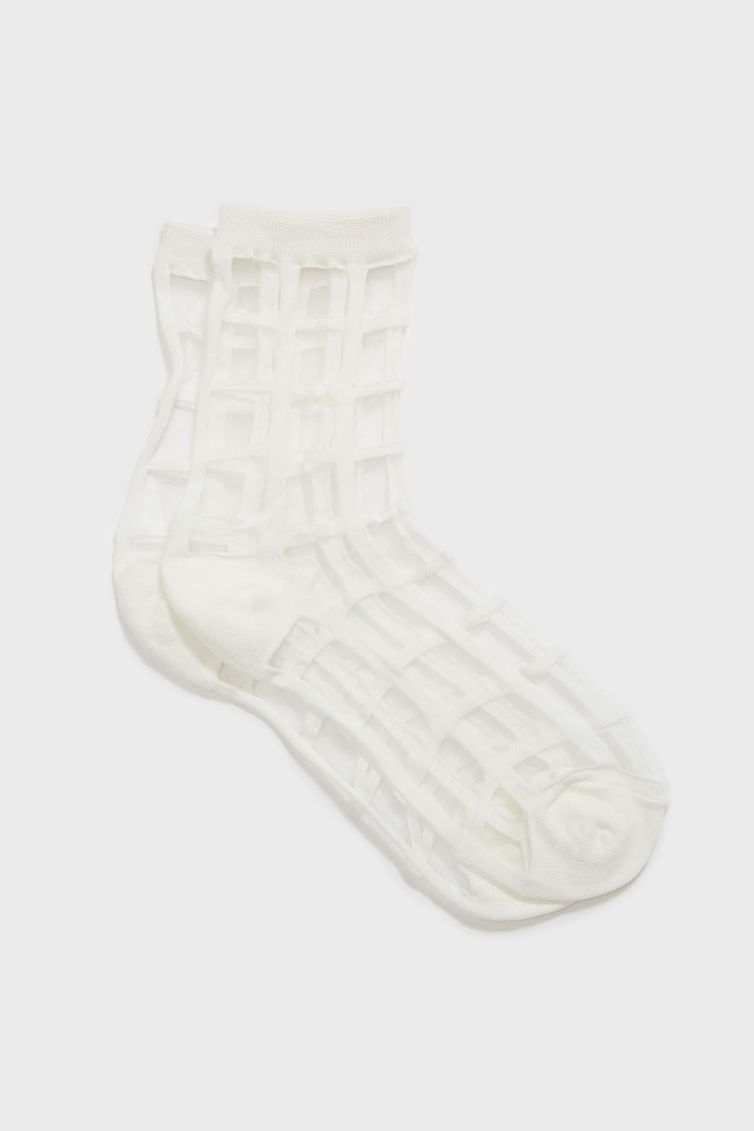 White sheer grid socks