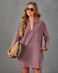 Easy Sunrise Shift Mini Shirt Dress