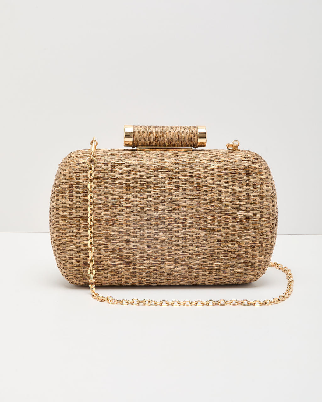 Social Glow Woven Straw Clutch