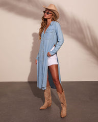 Skyline Stroll Chambray Maxi Top