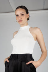 White mock neck sleeveless tank