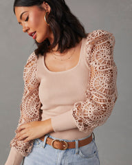 Sophia Crochet Sleeve Sweater Top