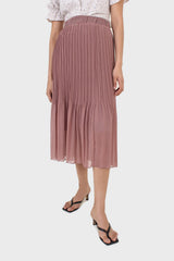 Dusty rose silky micro pleat maxi skirt