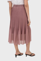 Dusty rose silky micro pleat maxi skirt