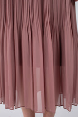 Dusty rose silky micro pleat maxi skirt