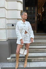 With The Band Accent Stitch Mini Skirt White