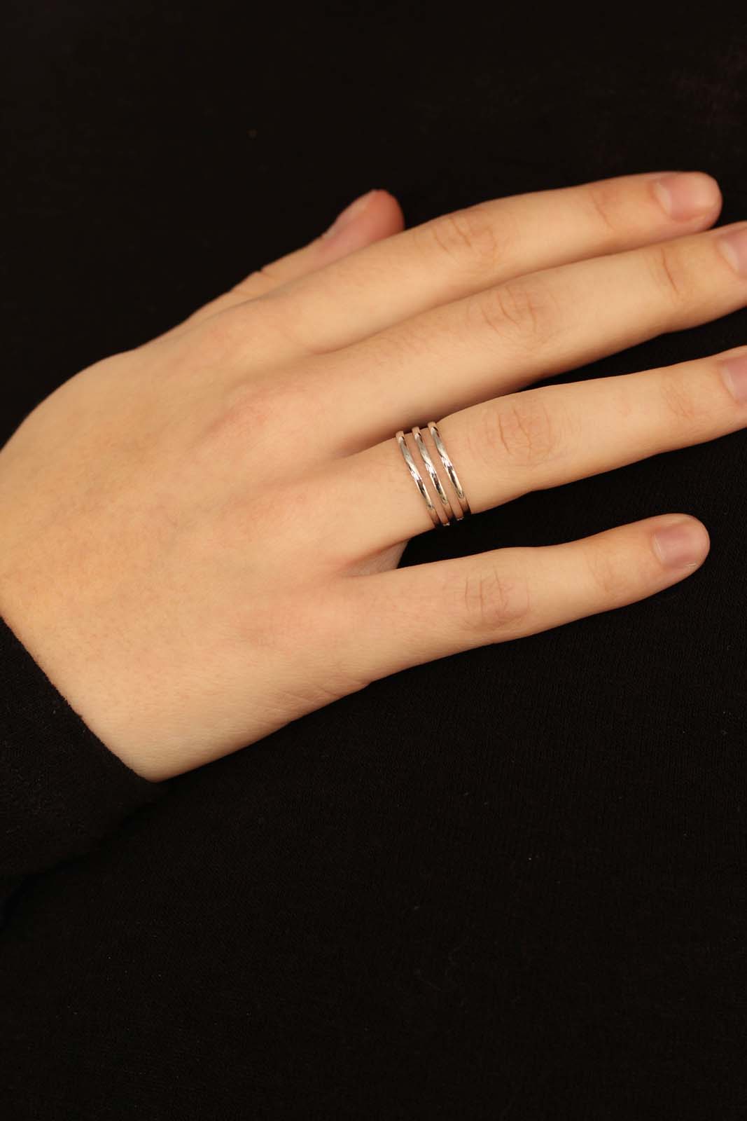 Silver mini triple tier ring
