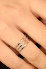 Silver mini triple tier ring