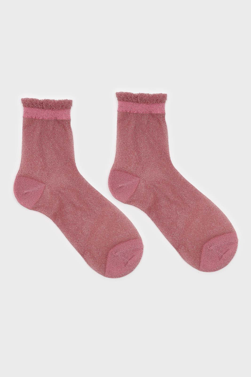 Deep pink glitter superstar socks