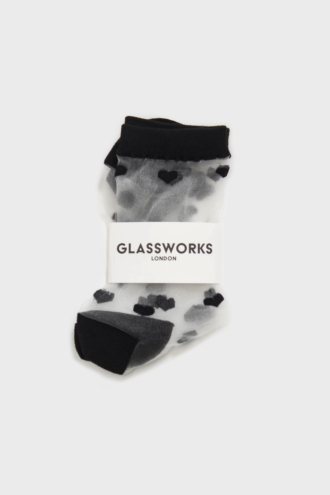Black sheer heart socks