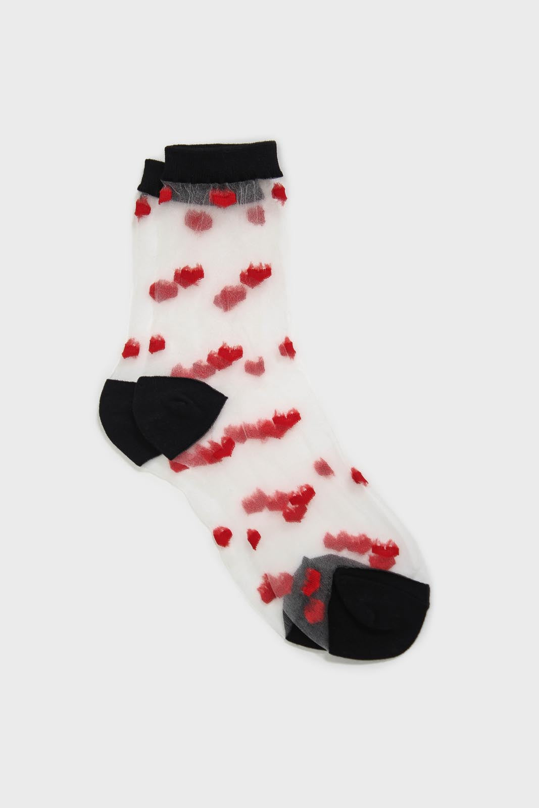 Black and red sheer heart socks