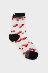 Black and red sheer heart socks