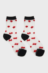 Black and red sheer heart socks