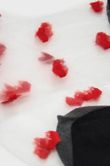 Black and red sheer heart socks