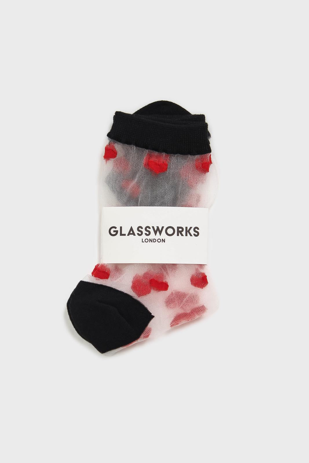 Black and red sheer heart socks