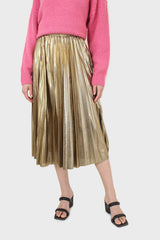 Dark gold pleated maxi skirt