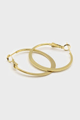 Gold medium smooth flat hoop earrings