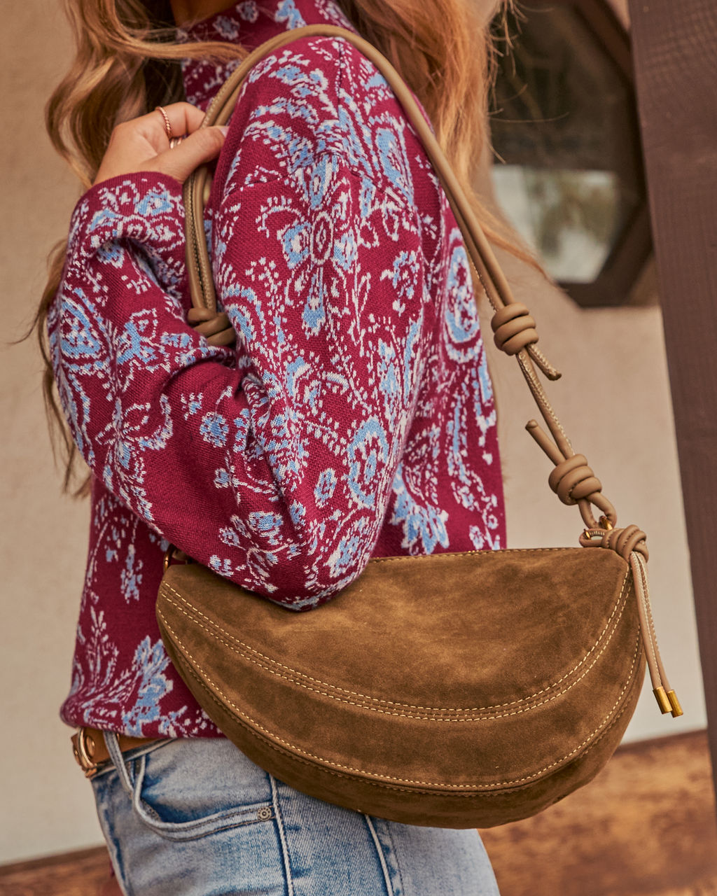 Wendell Faux Suede Shoulder Bag