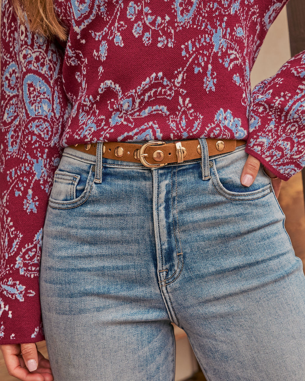 Naira Faux Suede Studded Belt