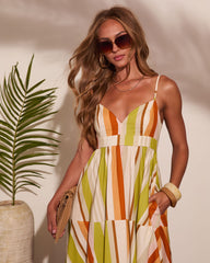 Ocean Stroll Cotton Striped Midi Dress