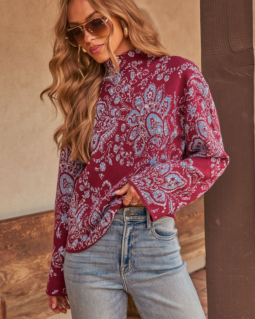 Cordo Pattern Long Sleeve Sweater