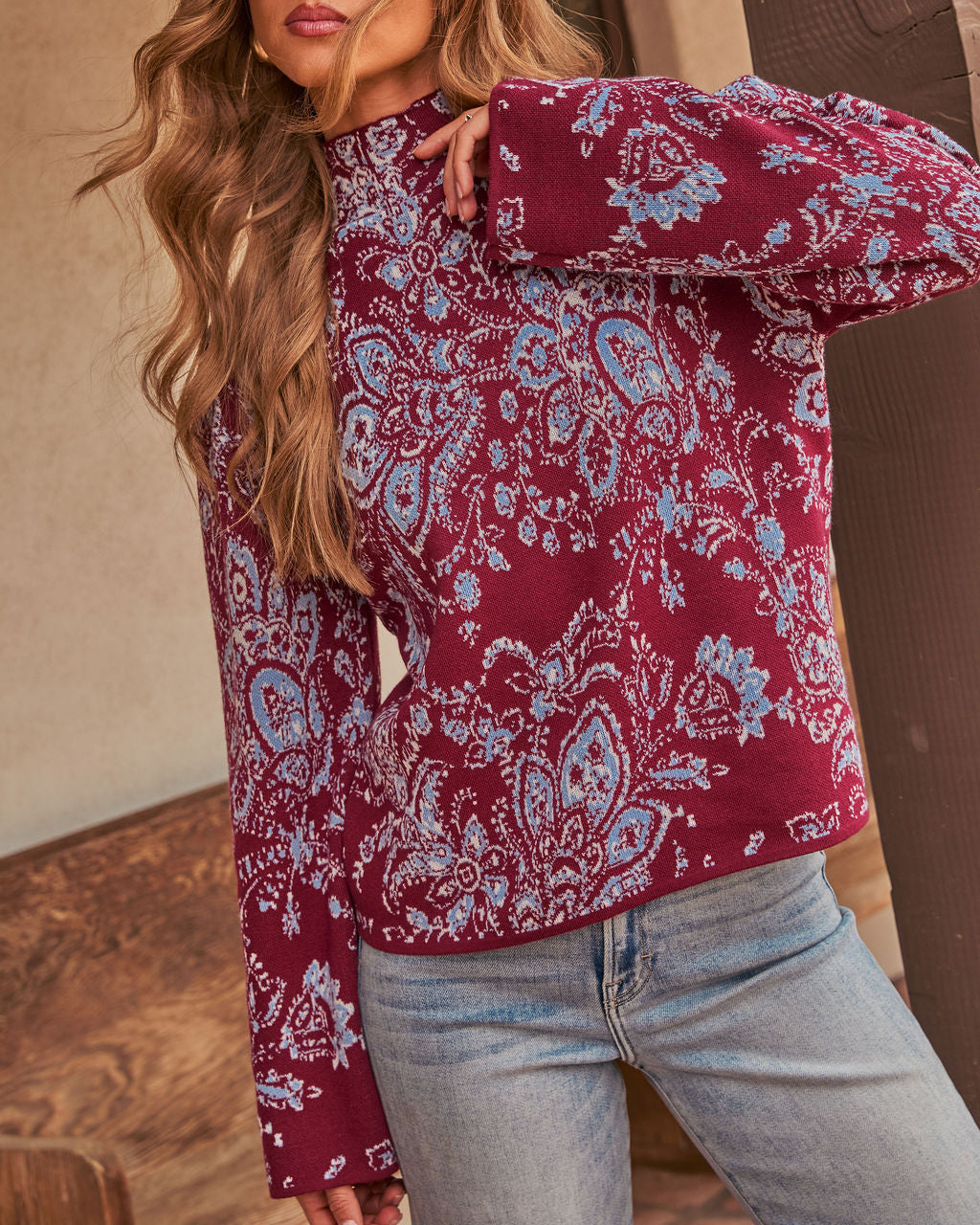 Cordo Pattern Long Sleeve Sweater