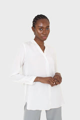 White classic deep V blouse