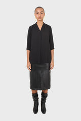 Black classic deep V blouse
