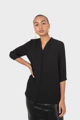Black classic deep V blouse
