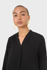 Black classic deep V blouse