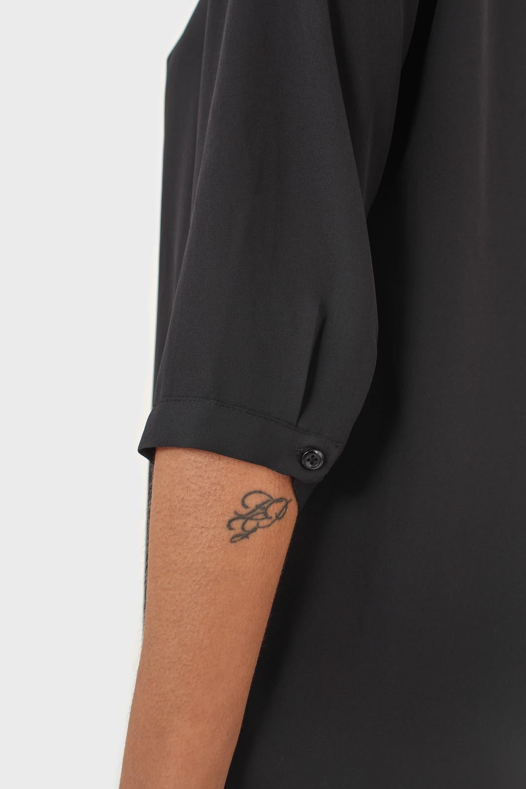 Black classic deep V blouse