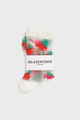 Red and pink cherry sheer socks