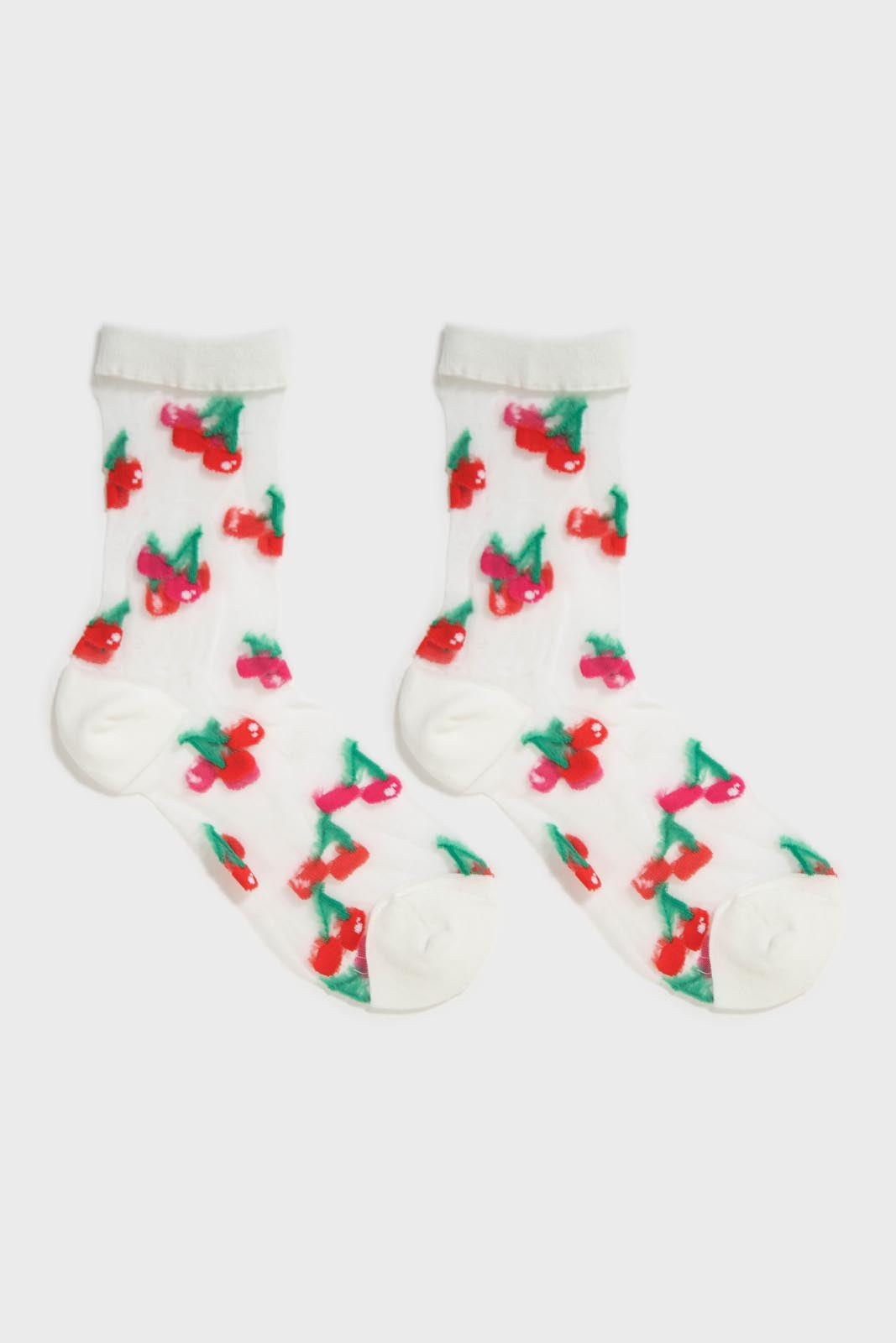 Red and pink cherry sheer socks