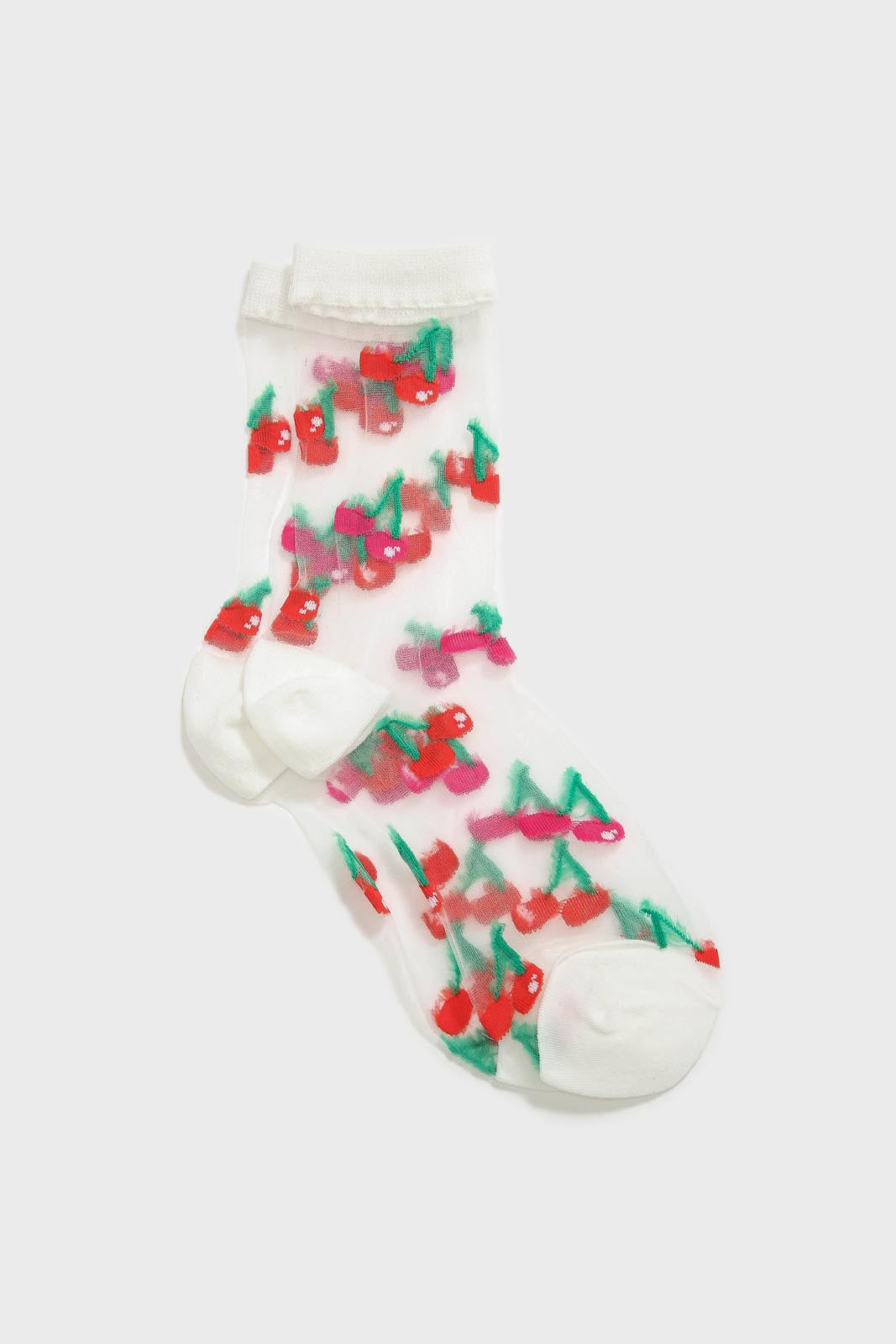 Red and pink cherry sheer socks