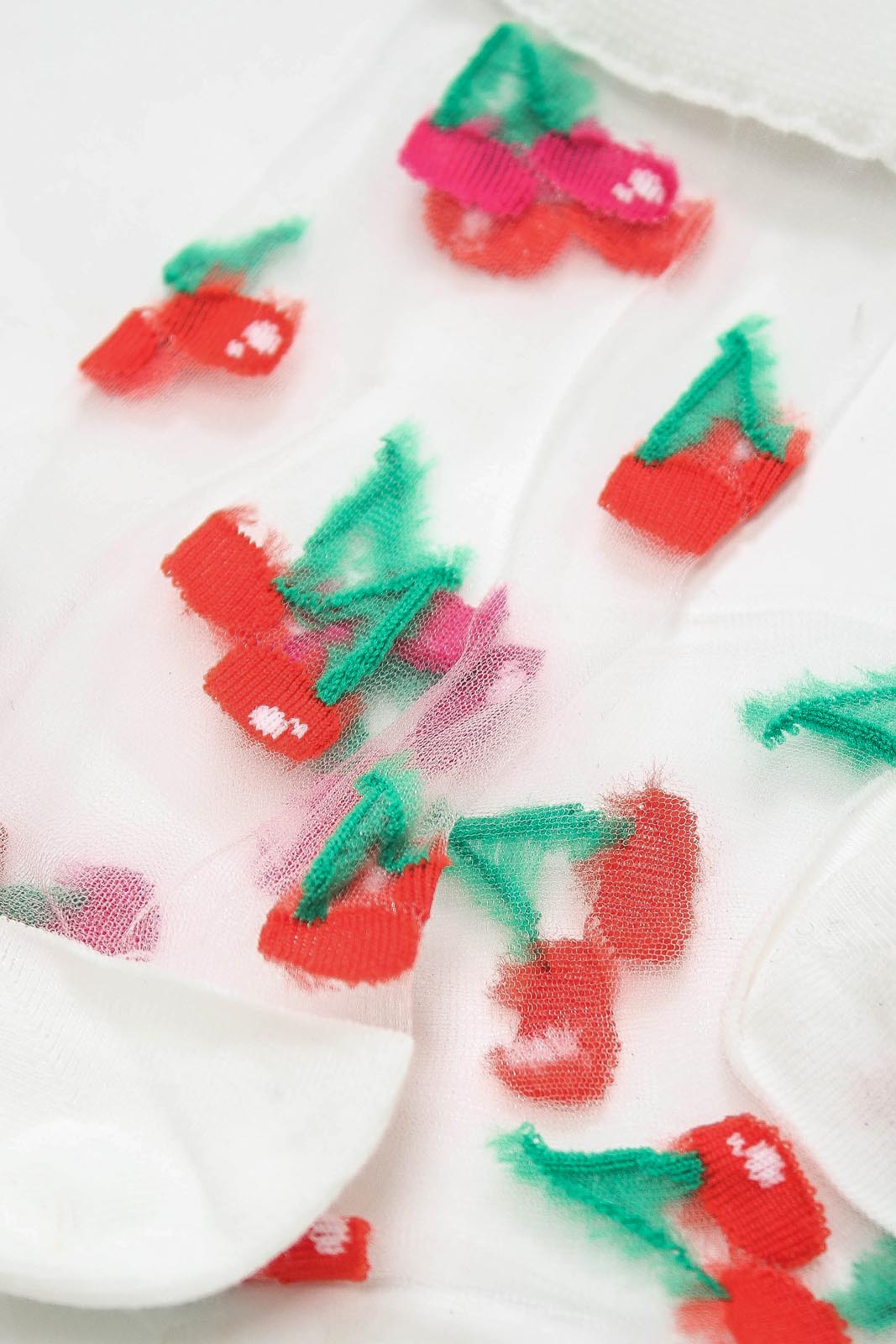 Red and pink cherry sheer socks