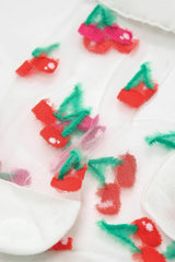 Red and pink cherry sheer socks