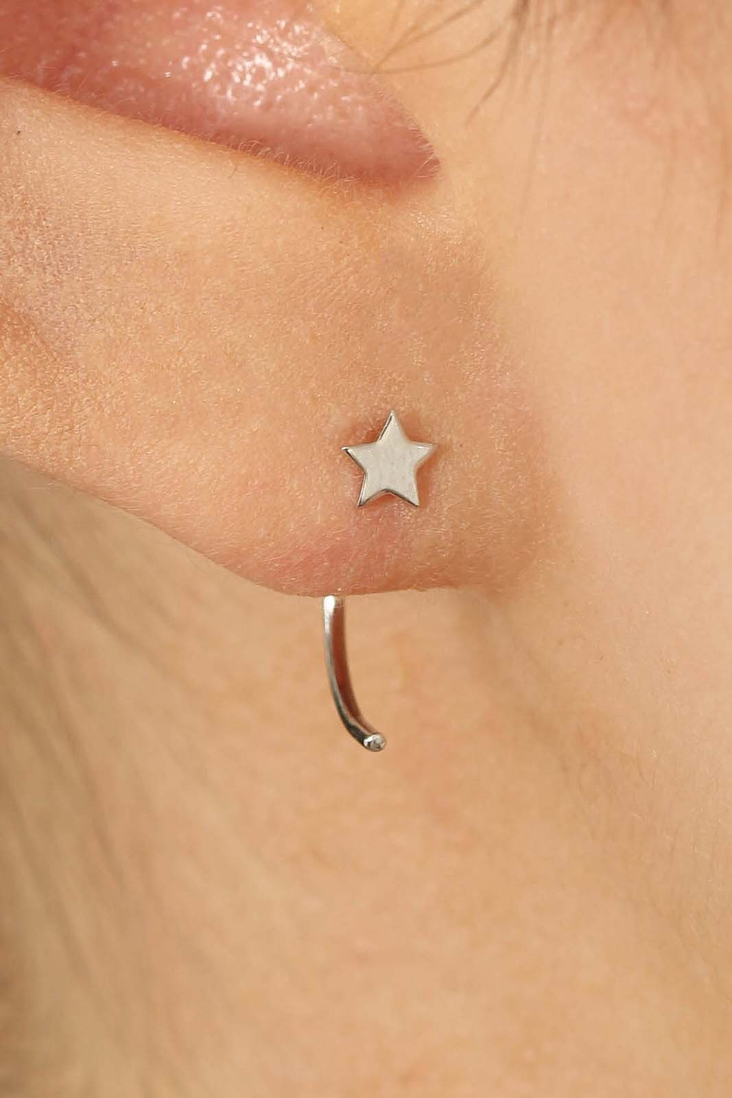 Silver star half hoop