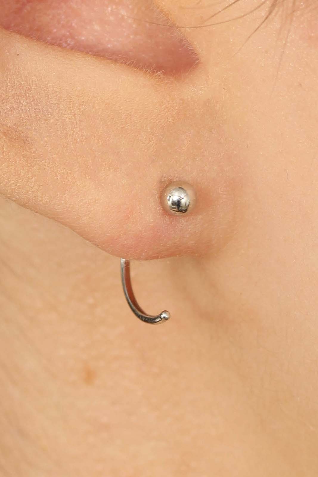Silver ball half hoop