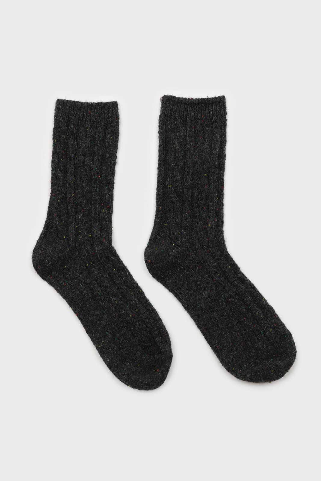 Charcoal grey rainbow fleck thick socks