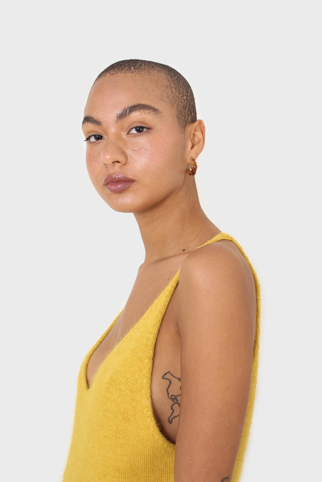 Mustard thick angora crop tank