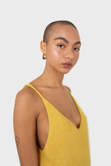 Mustard thick angora crop tank