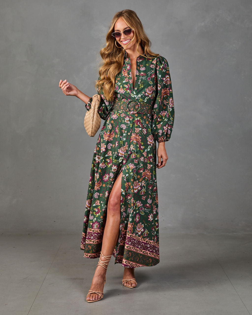 Quiet Meadow Belted Floral Maxi Dress