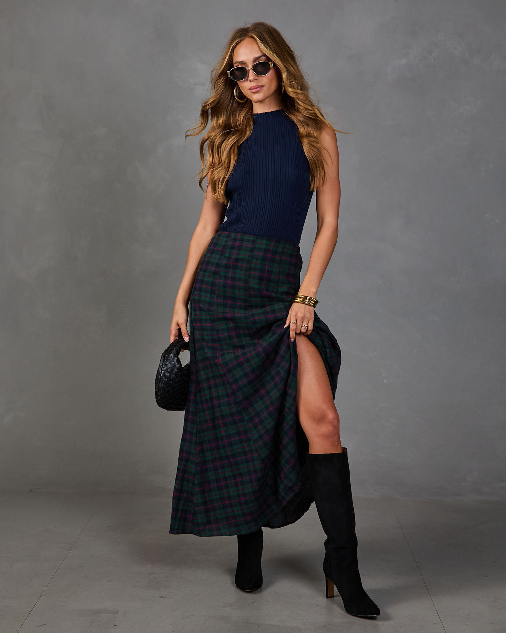 Darcey Plaid Maxi Skirt