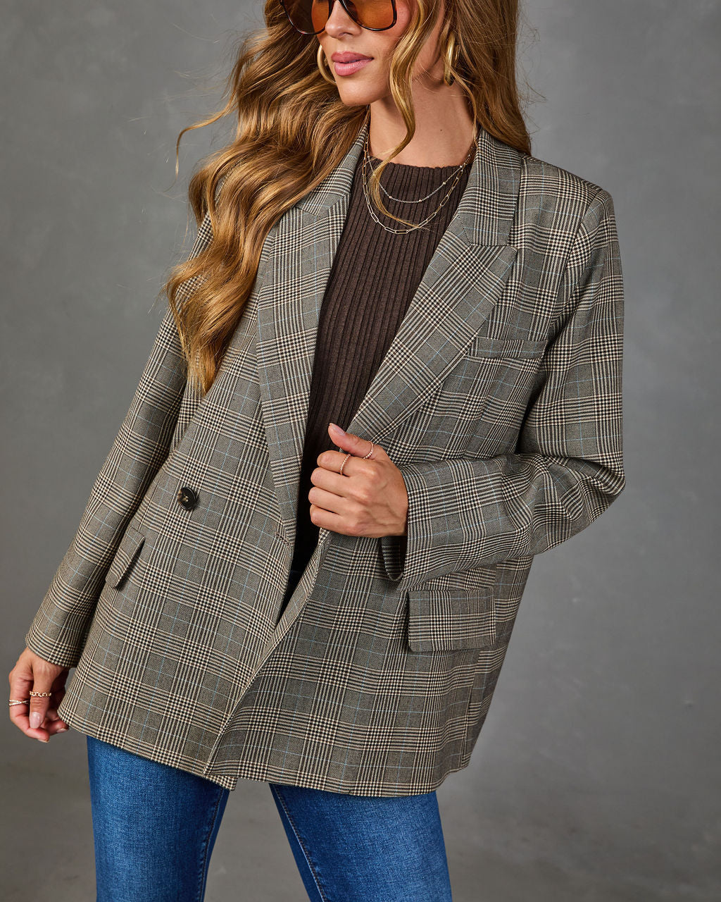 Elenora Plaid Double Breasted Blazer