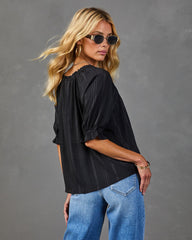 Slow Light Plaid Windowpane Pleated Blouse